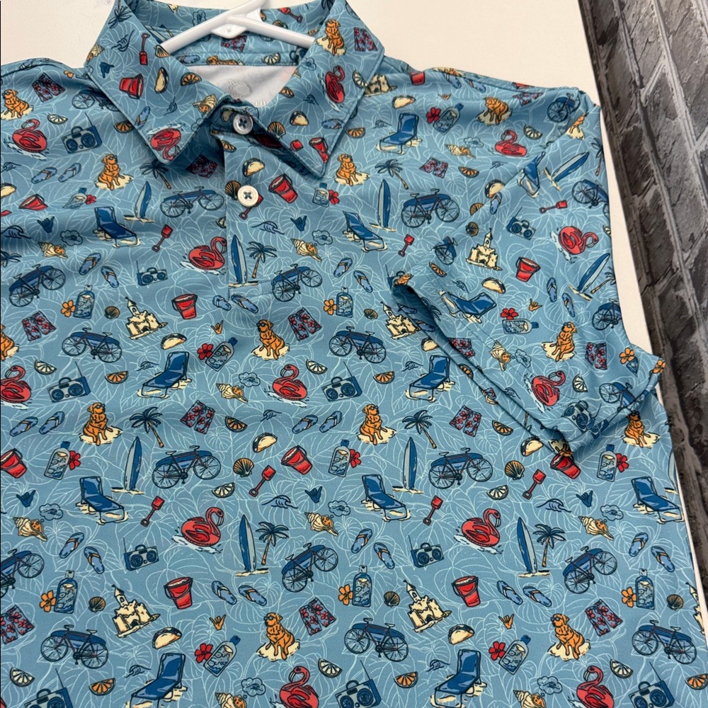 Southern‎ Tide Patterned Blue Polo Shirt
